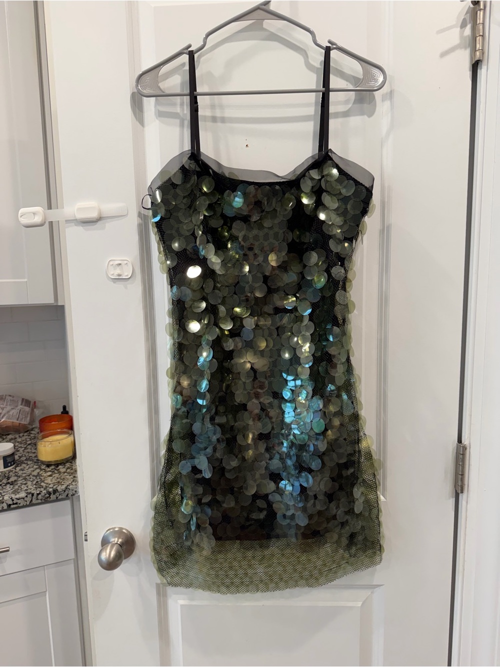 Gianni Bini Olive Green Sequin Midi Dress